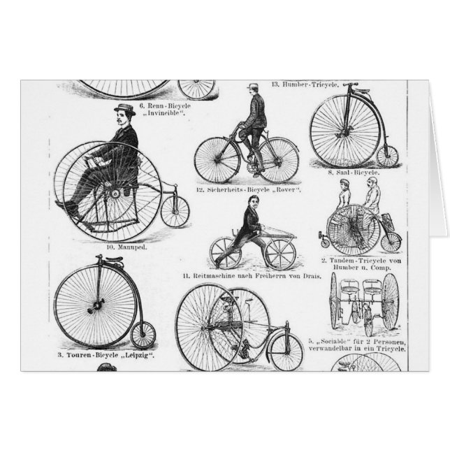 Cartão Bicicleta de Roda Alta Penny Farthing (Frente Horizontal)