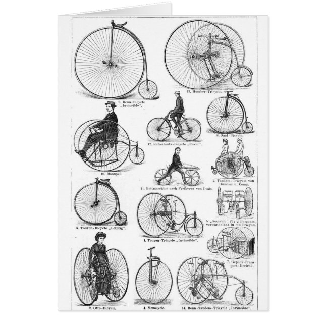 Cartão Bicicleta de Roda Alta Penny Farthing (Frente)