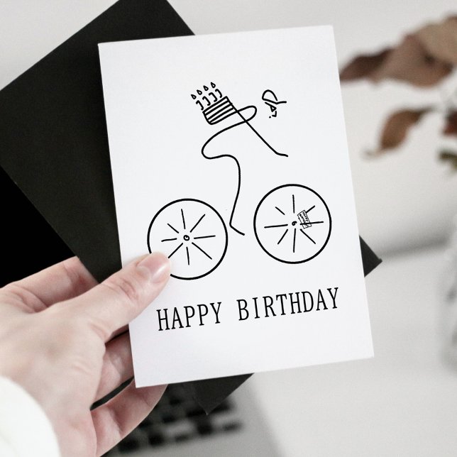 Cartão Bicicleta de Vetor de Linha de Bolo de Birthday Ca (Criador carregado)