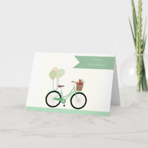 Cartão Bicicleta e Rosa Aniversário