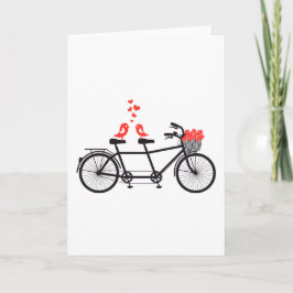Cartão bicicleta em tandem com os pássaros bonitos do