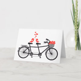 Cartão bicicleta em tandem com os pássaros bonitos do