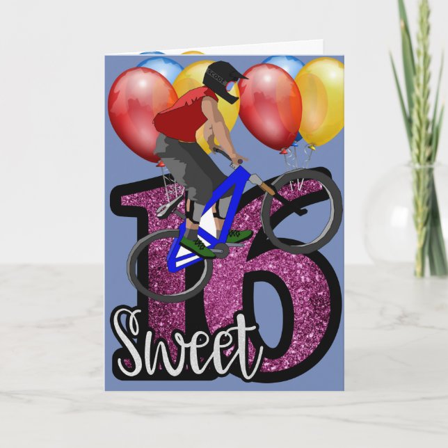 Cartão Bicicleta Esporte Feliz Família Aniversário Destin (Frente)