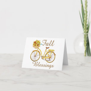 Cartão bicicleta floral de outono abençoada