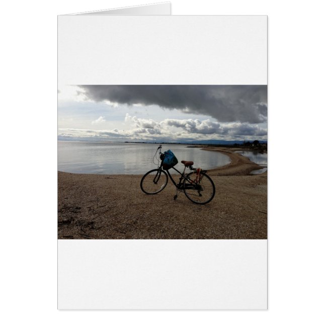 Cartão Bicicleta na praia (Frente)