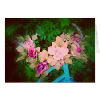 Cartão Bicicleta & rosas do vintage