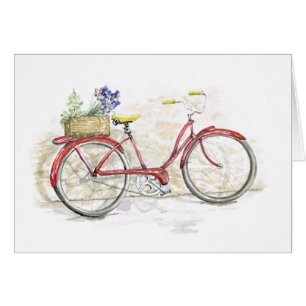 Cartão Bicicleta vermelha com cesta