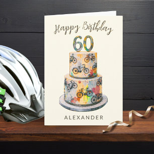 Cartão Bicicletas Bolo Colorido Personalizado Aniversário