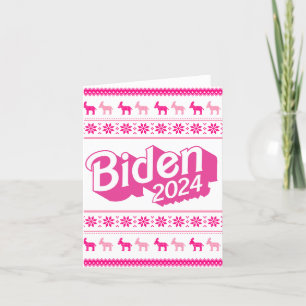 Cartão Biden 2024 - Suéter de Natal Rosa