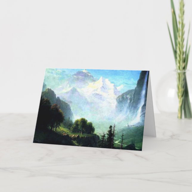 Cartão Bierstadt - Staubbach Falls perto de Lauterbrunnen (Frente)