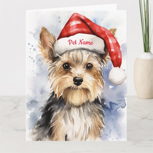 Cartão Biewer Terrier Christmas Personalizado (Frente)