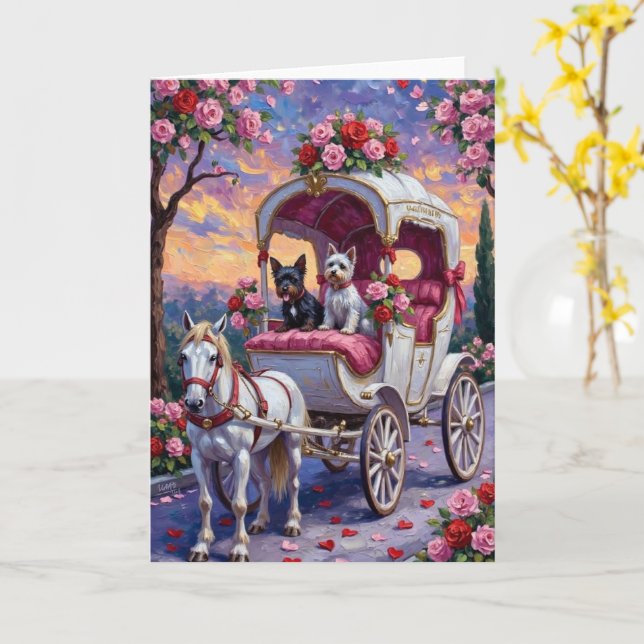 Cartão Biewer Terrier Dog Valentine's Day (Flor Amarela)