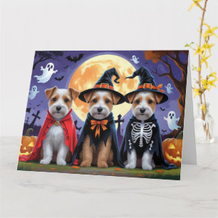 Cartão Biewer Terrier Dogs Pumpkin Halloween Engraçado