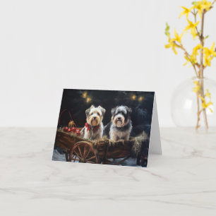 Cartão Biewer Terrier Snowy Sleigh Decor de Natal