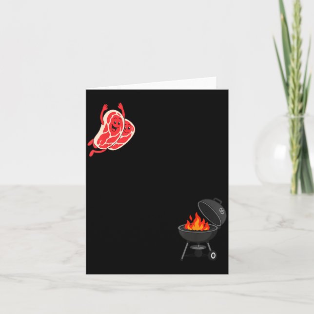 Cartão Bife Deslize-se Bife Voador Divertido Churrasco Ca (Frente)