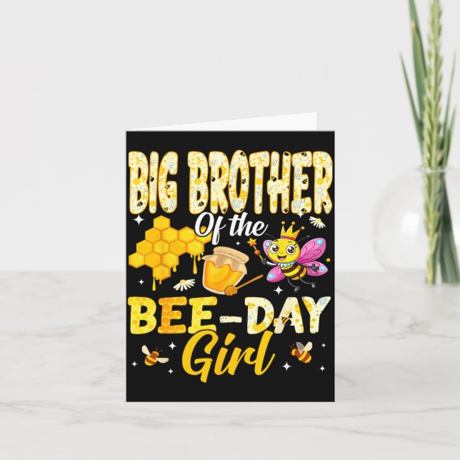 Cartão Big Brother Of The Bee Day Girl Birthday Family Ma (Frente)