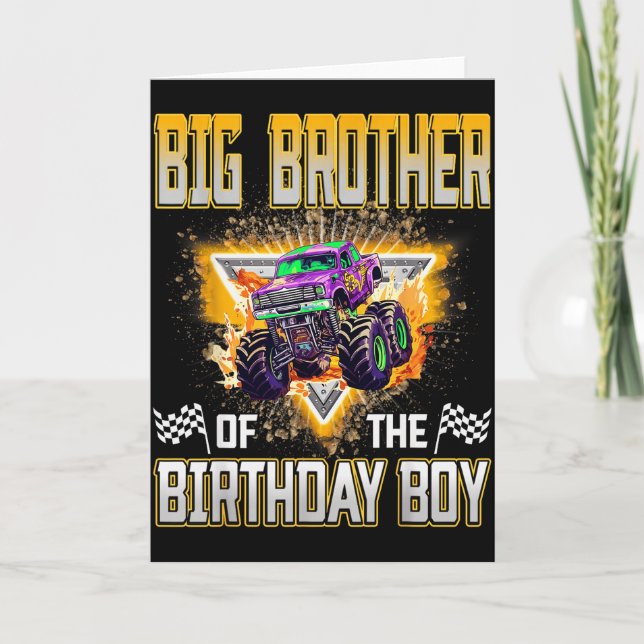 Cartão Big Brother Of The Birthday Boy Monster Truck Birt (Frente)