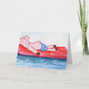 Cartão Big Daddy Pig Floating on Raft Card