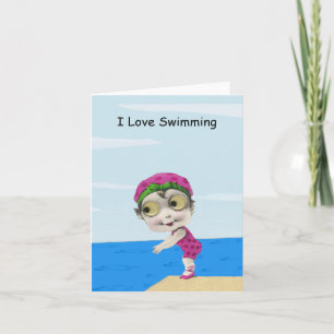 Cartão Big Eyed Girl Swimmer Note Card