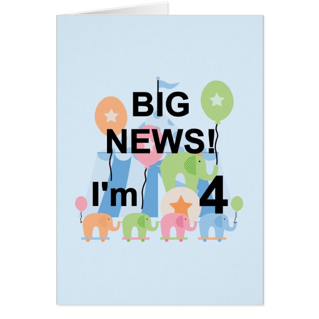 Cartão Big News Circus 4th Birthday T shirts e presentes (Frente)