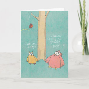 Cartão Big Owl and Little Owl Birthday Card