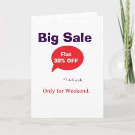 Cartão Big sale discount offer weekend company shop T&C