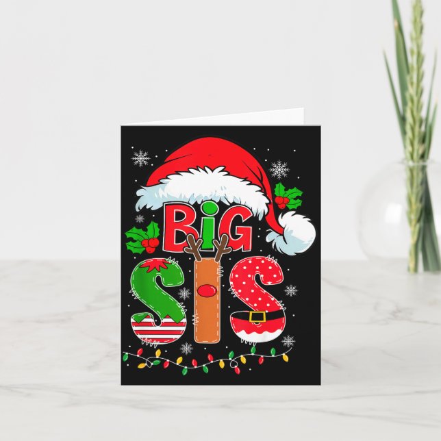 Cartão Big Sis Santa Hat New Big Sister Announcement Xmas (Frente)