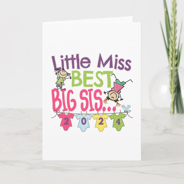 Cartão Big Sister 2024 - Little Miss Best Big Sis (Frente)