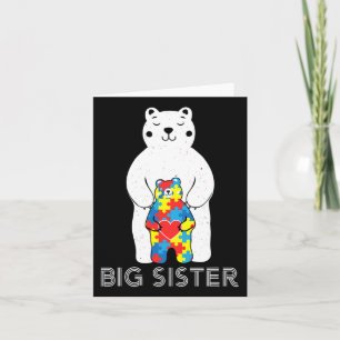 Cartão Big Sister Bear Autismo Consciência Amor Amparo Mã