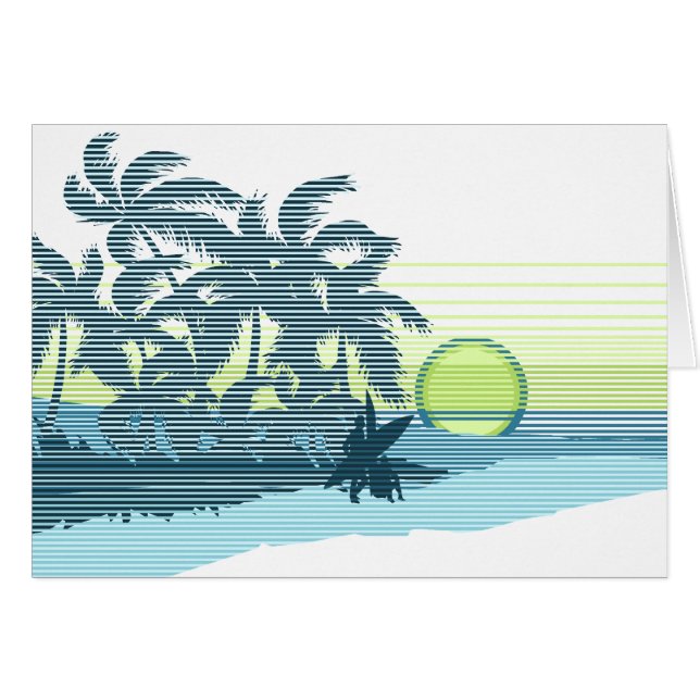 Cartão Big Sunset Strike Hawaiian Surfers (Frente Horizontal)