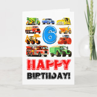 Cartão Big Trucks 6 Birthday