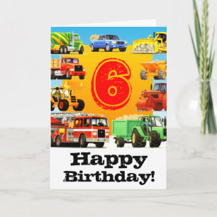 Cartão Big Trucks 6th Birthday Party