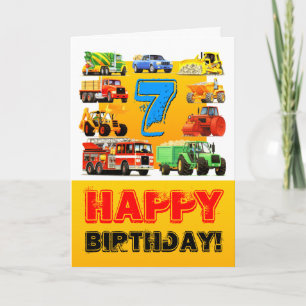 Cartão Big Trucks 7 Birthday