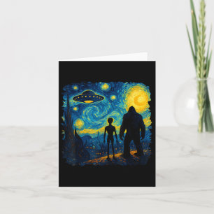 Cartão Bigfoot Alienígena Ufo Van Gogh Starry Night Sasqu