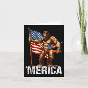 Cartão Bigfoot Merica Rock American Flag Patriótico 4º