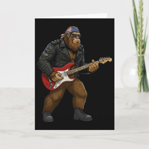 Cartão Bigfoot Patriótico Tocando Guitarra 4 De Julho Ame