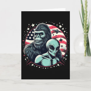 Cartão Bigfoot Sasquatch Alien Divertido Amp Bigfoot Band