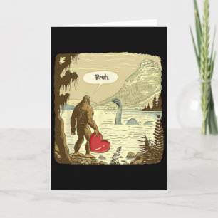 Cartão Bigfoot Sasquatch engraçado Monstro do Lago Ness E