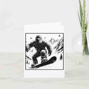 Cartão Bigfoot Snowboarder - Engraçado Sasquatch Snowboar