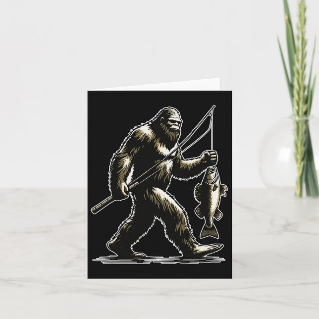 Cartão Bigfoot Walleye caçando Angler Sasquatch Walleye F (Frente)