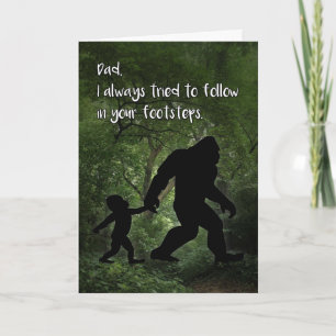 Cartão Bigfoot with Child Birthday for Dad