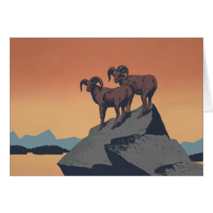 Cartão Bighorn Sheep American West Willife