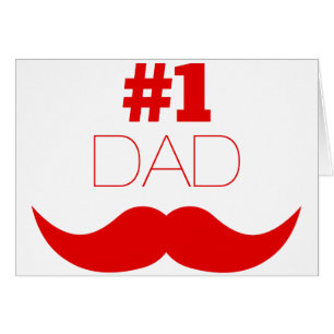 Cartão Bigode vermelho do pai #1 - número um