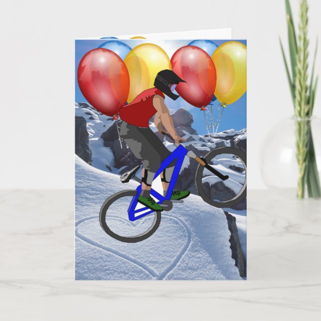 Cartão Bike Esporte Feliz Aniversário Família Amigos Dest (Frente)