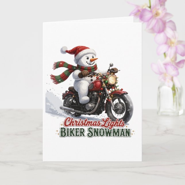 Cartão Biker Boneco de Neve Luzes de Natal (Orquídea)
