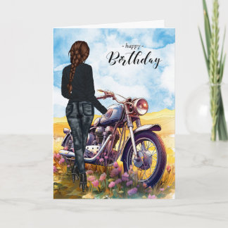 Cartão Biker Pintinho de motocicleta Wildflower Meadow An