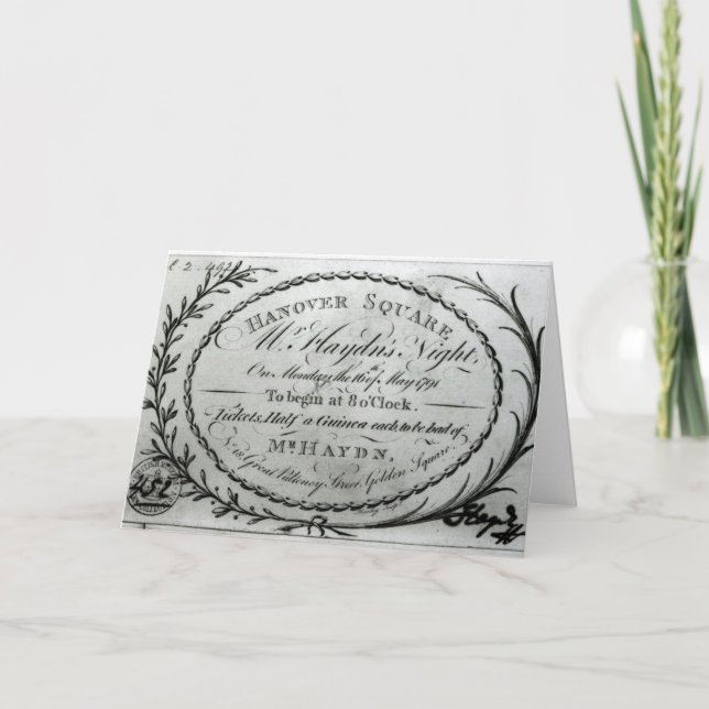 Cartão Bilhete do "a Noite Sr. Haydn" em Hanover (Frente)