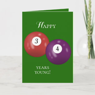 Cartão Billiard Balls 34º aniversário