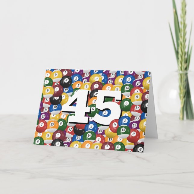 Cartão Billiard Balls para o 45º aniversário (Frente)