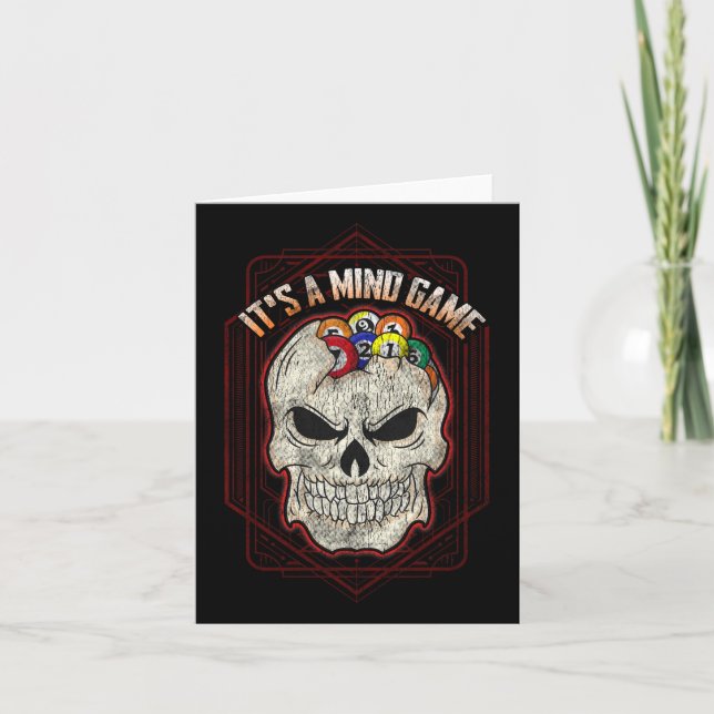 Cartão Billiards Skull Piscina É Um Jogo Da Mente (Frente)